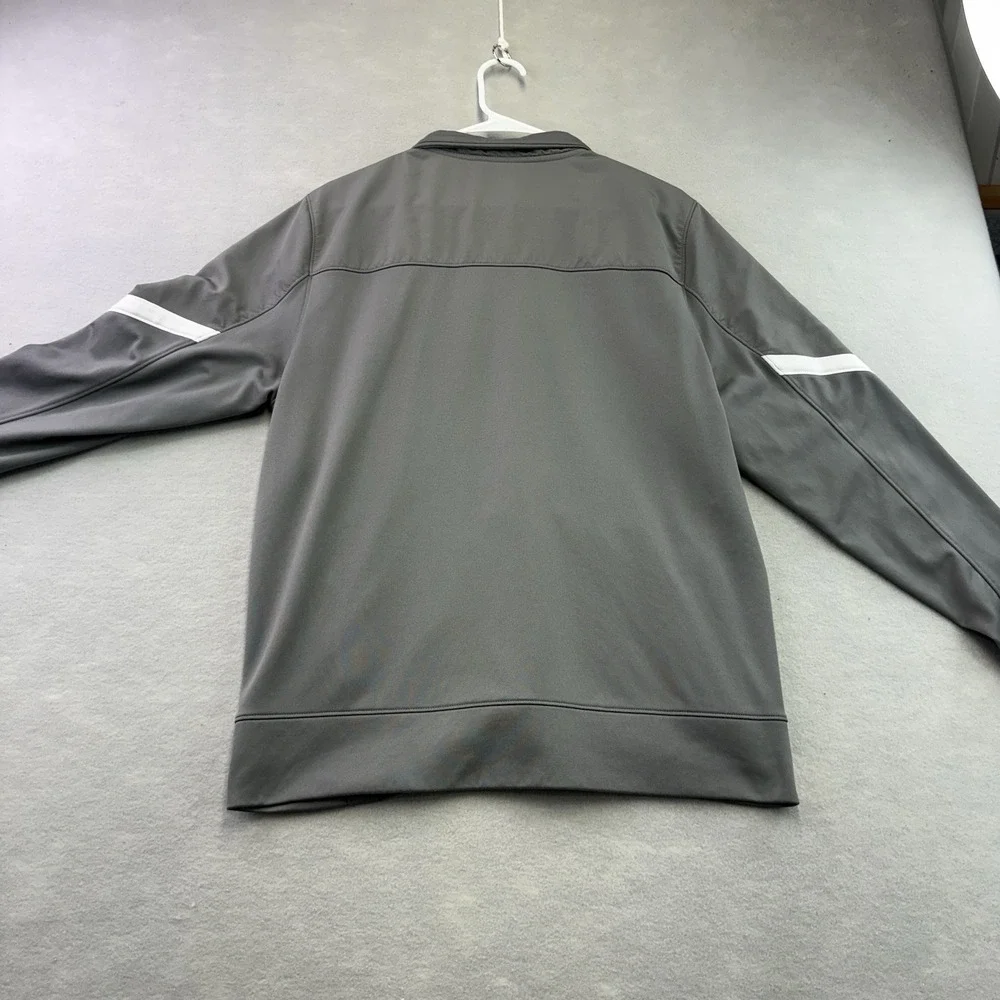 UNDER ARMOUR Gray Warm Up Jacket Medium Mens M Zip Up White Stripe